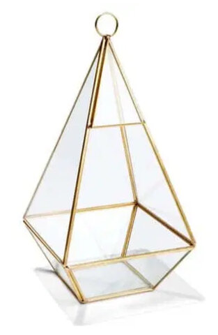 Gold triangle geometric glass terrarium, airplants holder, candle holder