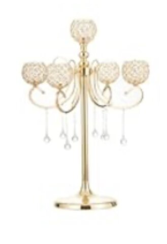 LANLONG Tall 5 Arm Gold Candelabra Centerpiece for Table, 29.5in