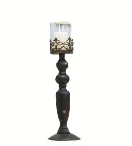 Elegant Metal Candle Holder - Classic European-Inspired Design, Blackish Bronze