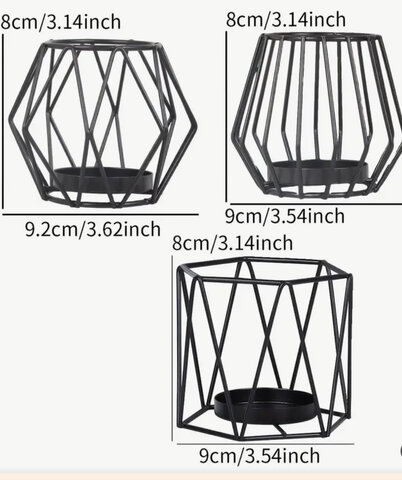 3pcs/set Metal Wire Candle Holder, Glass Pillar Candle Holders,Black 