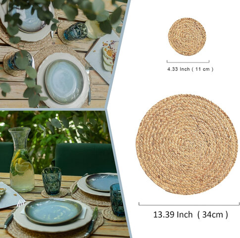 natural extra wide woven Ratten placemats 13.4”