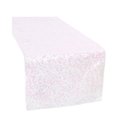 Glitz Sequin Iridescent White table runner