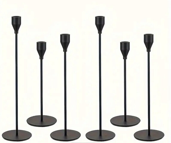 Matte Black 6 piece Candle Holder