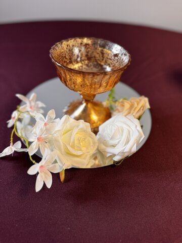 Antique Glass Composte Bowl Pedestal Flower Bowl Centerpiece Small 5” h