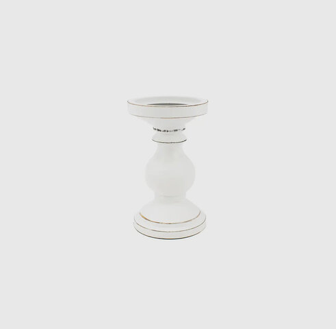 Small White Mango Candlestick 4.5x7.5 inches 