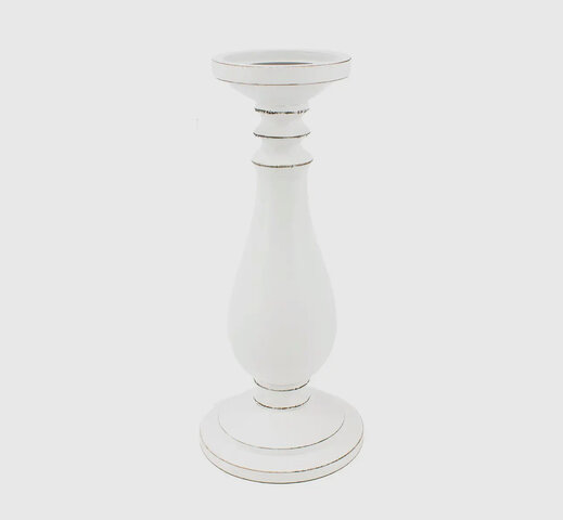 LARGE WHITE MANGO CANDLESTICK  6”x 14” H