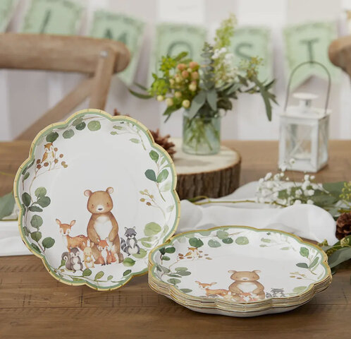 WOODLAND BABY 9 IN. PREMIUM PAPER PLATES - SET OF 16 