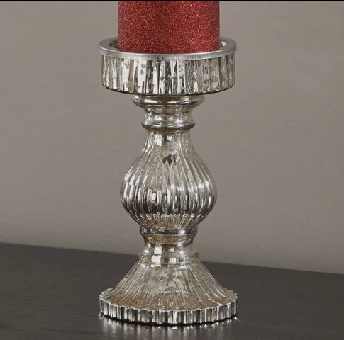 Small Glass Silver  Candle Holder