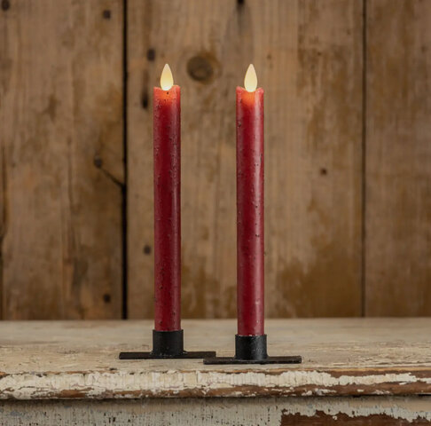 Set of 9.5 Moving Flame Red Taper Candle AAA  battery candles