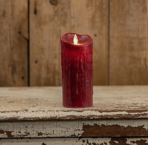 7” Moving Flame Red Pillar Candle