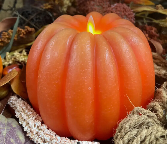 Orange PumpkinCarbed Moving Flame LED CANDLE 6X5