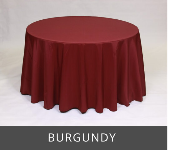 POLY 132” ROUND TABLECLOTH, BURGUNDY