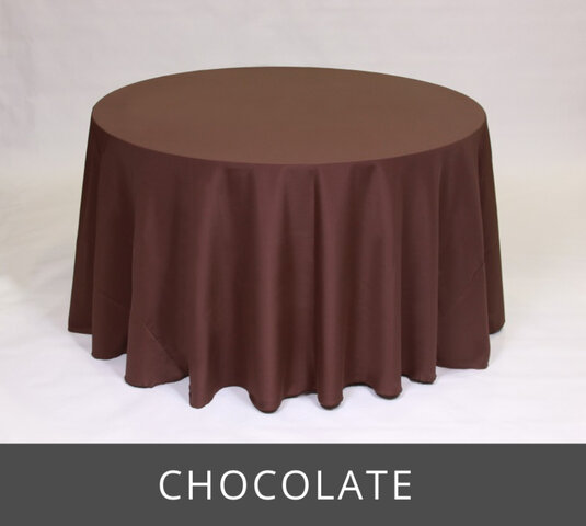 POLY 108” ROUND TABLECLOTH, CHOCOLATE 