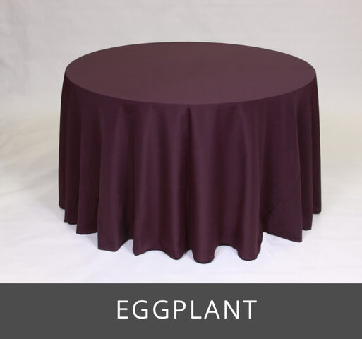 POLY 120” ROUND TABLECLOTH, EGGPLANT