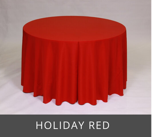 POLY 108” ROUND TABLECLOTH, HOLIDAY RED