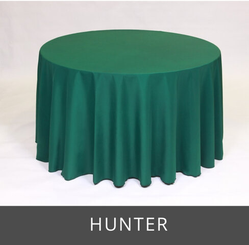 POLY 120” ROUND TABLECLOTH, HUNTER 