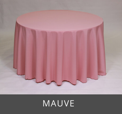 POLY 120” ROUND TABLECLOTH, MAUVE