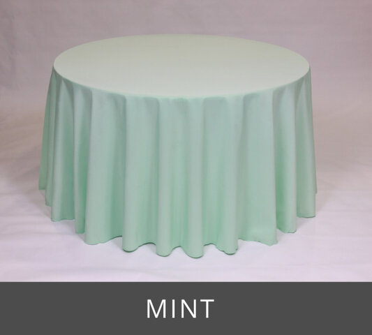 POLY 132” ROUND TABLECLOTH, MINT