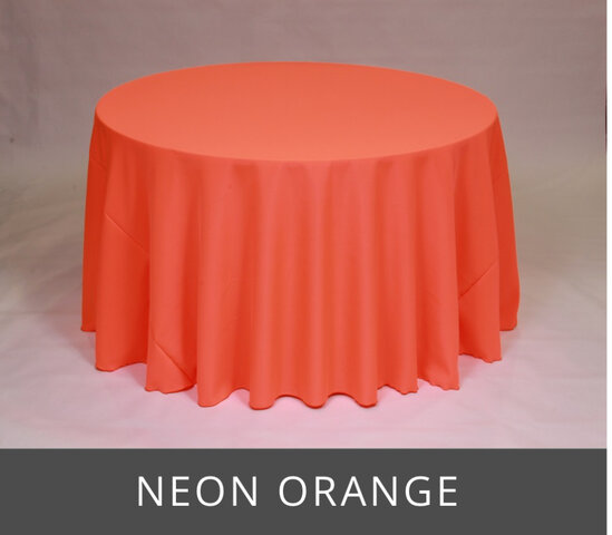 POLY 132” ROUND TABLECLOTH, NEON ORANGE