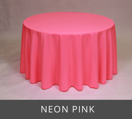 POLY 108” ROUND TABLECLOTH, NEON PINK