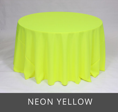 POLY 90”X 90”SQUARE TABLECLOTH, NEON YELLOW