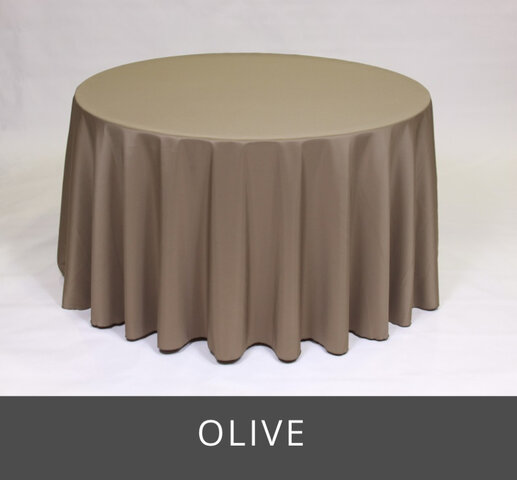 POLY 108” ROUND TABLECLOTH, OLIVE