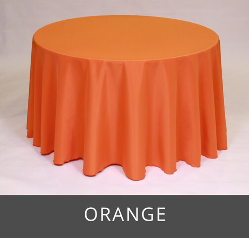 POLY 120” ROUND TABLECLOTH, ORANGE