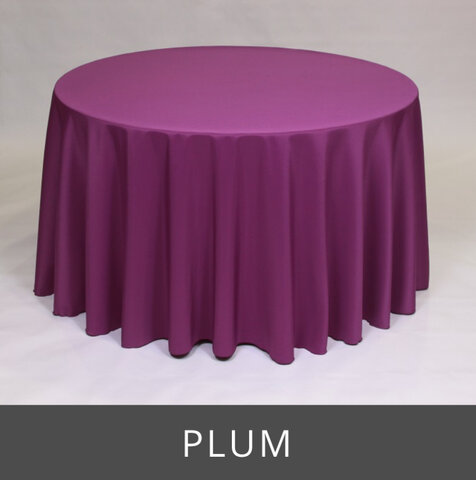 POLY 108” ROUND TABLECLOTH, PLUM