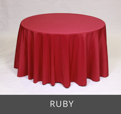 POLY 90”X 132” RECTANGLE TABLECLOTH, RUBY 