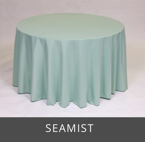 POLY 108” ROUND TABLECLOTH, SEA MIST