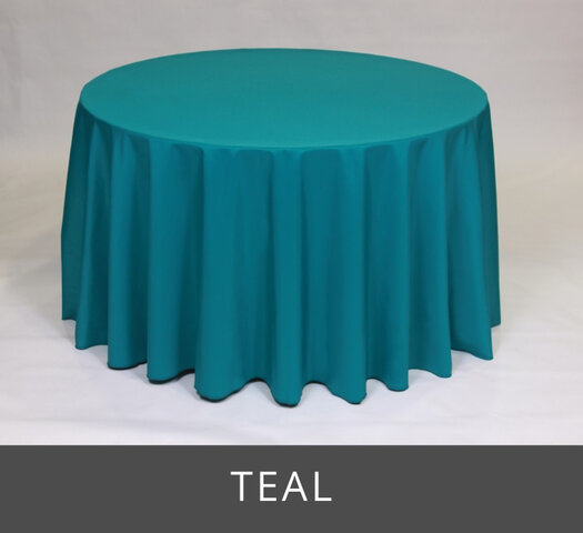 POLY 108” ROUND TABLECLOTH, TEAL