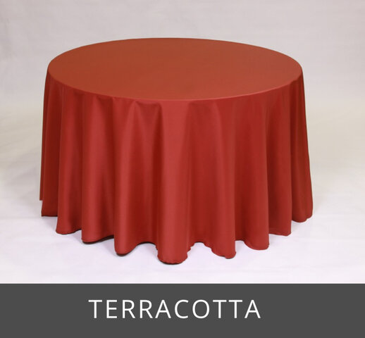 POLY 132” ROUND TABLECLOTH, TERRACOTTA