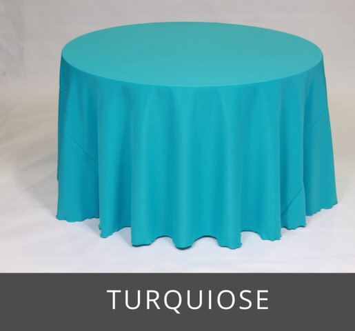 POLY 108” ROUND TABLECLOTH,  TURQUOISE 