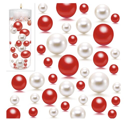 Red and white different sizes vase filler
