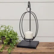 Oval Black Candle Holder on Stand