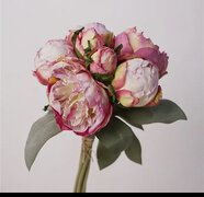 Silk Peony Floral Bouquet, Spring Peonies, 7 Stems | Purple Pink