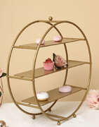 Matte Gold Metal 3 Tier Cupcake Stand Round Dessert Holder, Appetizer Display