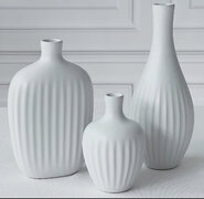 White Textured Cermic vase set of 3