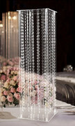 Heavy Duty Acrylic Floral Pedastal Vase With Hanging Crystal Beads