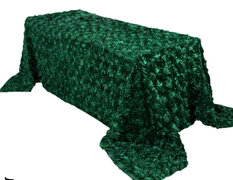 Hunter Emerald Green Grandoise 3D Rosetta Satin Rectangle tablecloth 90”x132”