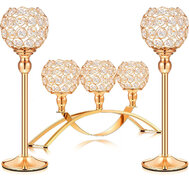 Set of 3 Pieces Gold Crystal Candle Holders, Tealight Candlestick