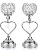 Silver hearts beaded candle holder