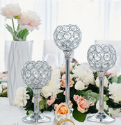 3pcs/set Candle Holder, European Artificial Crystal Metal Candlestick, For Centerpiece,