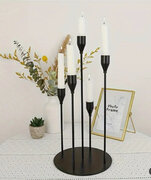 5 Head Matte  Black Candle Holder