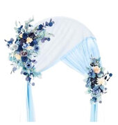 SOUTHGATE Wedding Arch Flowers - Artificial Flowers for Decoration - 2pcs Blue White Flower Swag - and 1 pcs Semi-Sheer Chiffon Table Runner Swag for Wedding Ceremony Floral Decor 