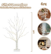 Birch Tree for The Home, 2FT Tabletop Tree with LED Lights, Warm White Tree Lamp, Fairy Light Spirit Tree for Christmas Room Inside Fireplace Decor, Battery Powered, Timer