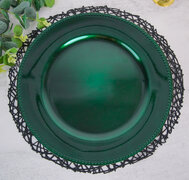 Beaded Hunter Emerald Green Acrylic Charger Plate13”