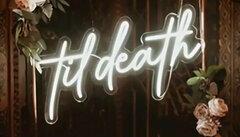 1pc Unique Til Death USB Neon Sign - Push Button Controlled, White Color Fixed, Metal Finish, Multipurpose Room Decor, Bedroom Lighting, Perfect for Wedding Party Engagement, Birthday, Valentines Day Gift, Home Wall Art Decoration