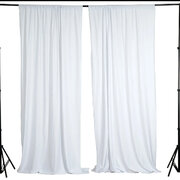 2 panels White Scuba Polyester Divider Backdrop Curtains, Inherently Flame Resistant Event Drapery Panels Wrinkle Free With Rod Pockets