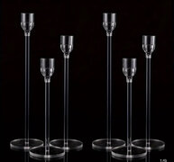 Radiant 6PCS Acrylic Taper Candle Holder Set - Elegant Table Centerpieces for Weddings, Dining Rooms & Festive Celebrations - Secure, Stylish Decor for Halloween & Christmas